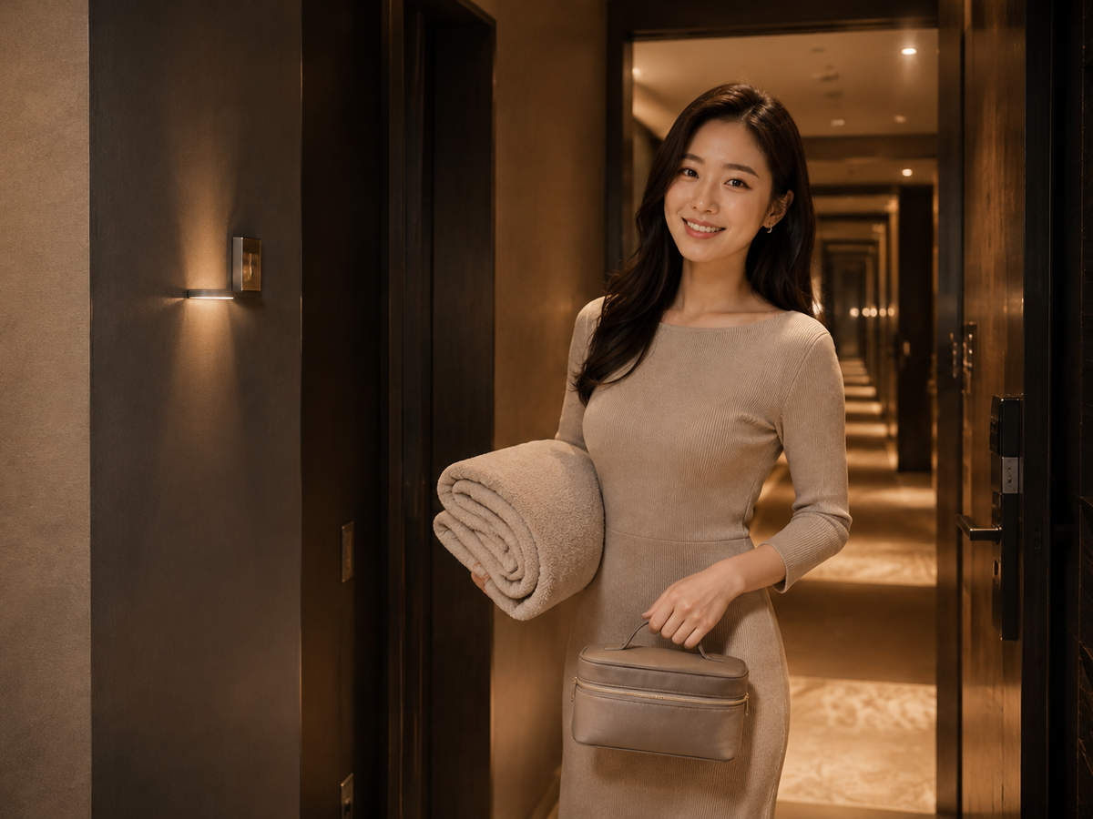 성남 수내 방문 홈케어 일정을 준비하는 젊은 성인 한국 여성 관리사
